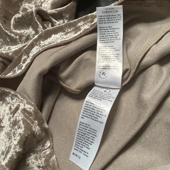 Top shop grey velvet long sleeve cropped top  Sz 6 - Picture 10 of 12